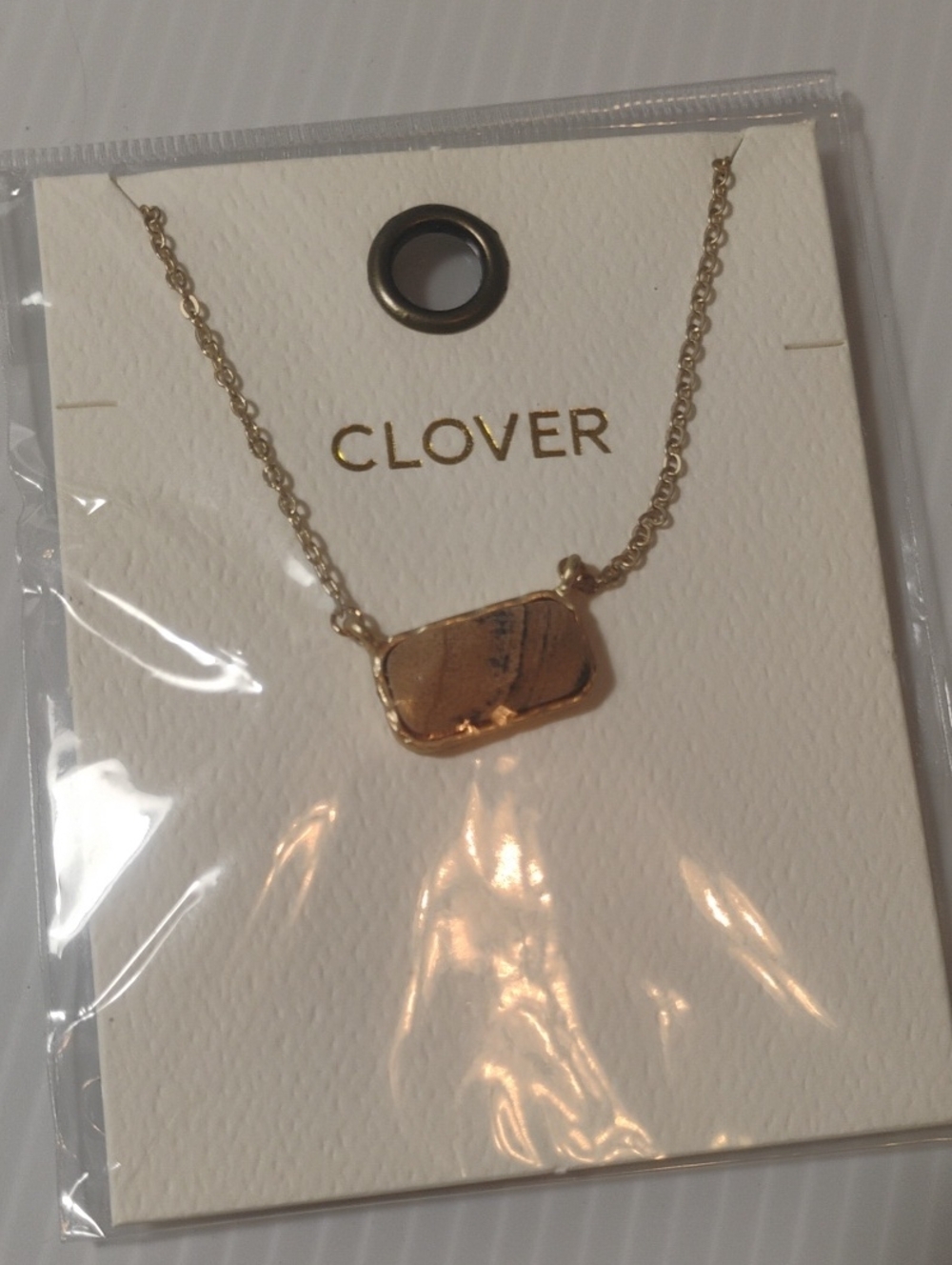 Clover Jade Marble Necklace New With Tags!
